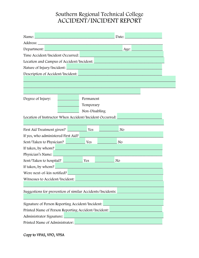 ACCIDENTINCIDENT REPORT screenshot