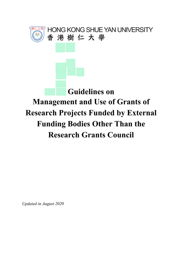 Guidelines On Management And Use Of Grants Of Research Projects Funded By External Funding Bodies Ot screenshot