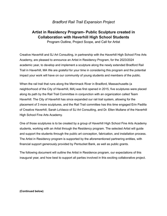 Bradford Rail Trail Expansion Project   Artist In Residency Program screenshot