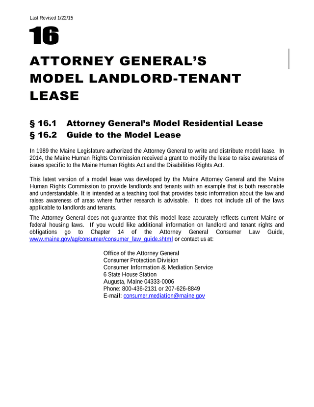 Attorney GeneralS Model Landlord Tenant Lease screenshot