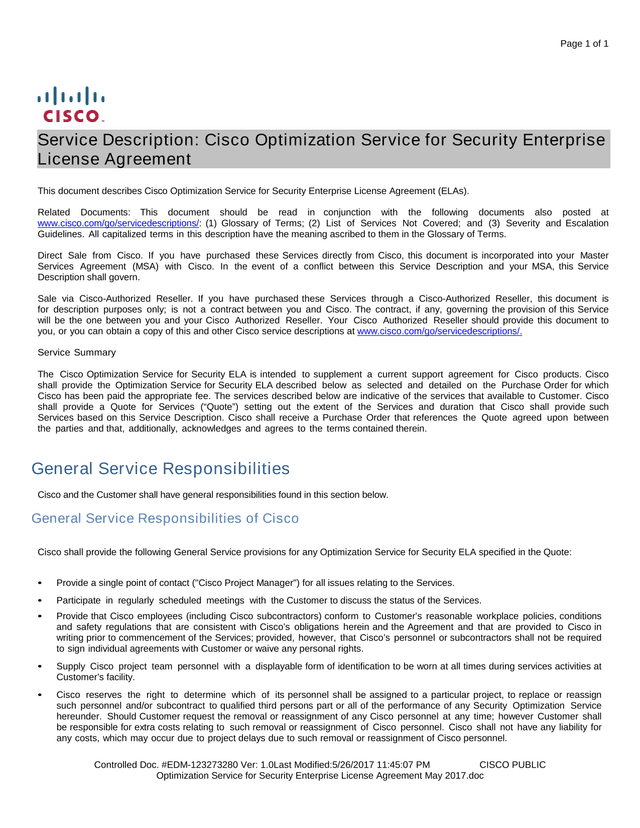 Optimization Service For Security Enterprise License Agreement screenshot