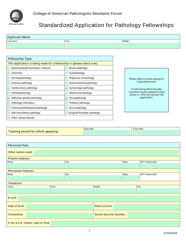 Standardized Application For Pathology Fellowships screenshot