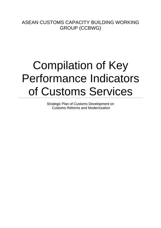 ASEAN Customs Capacity Building Working Group   Compilation Of Key Performance Indicators Of Customs screenshot