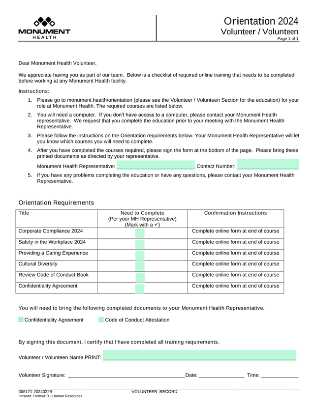 Volunteer Record screenshot