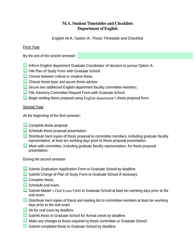 M.A. Student Timetables And Checklists screenshot