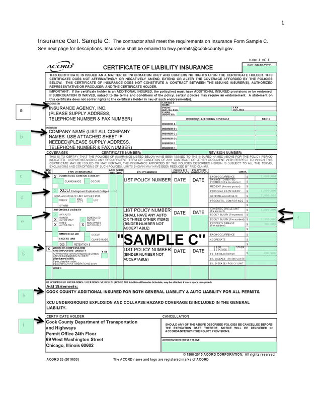 Insurance Cert. Sample C screenshot