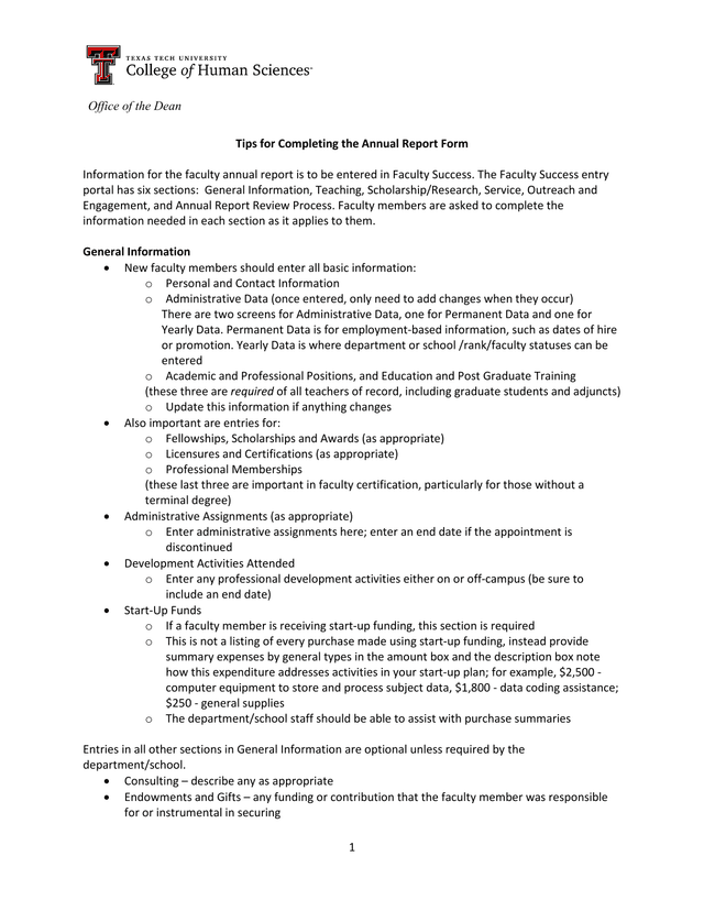 Tips For Completing The Annual Report Form screenshot