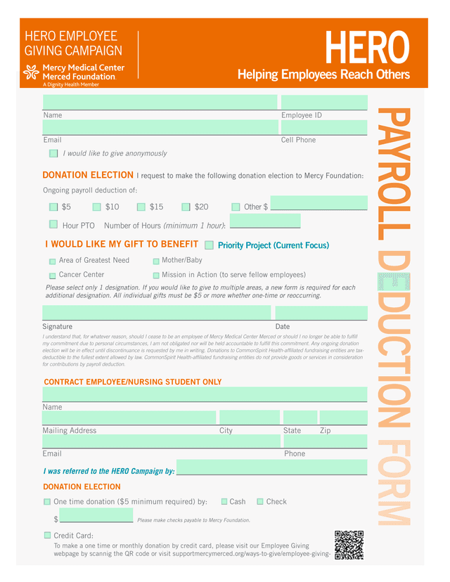 Payroll Deduction Form   HERO Employee Giving Campaign screenshot