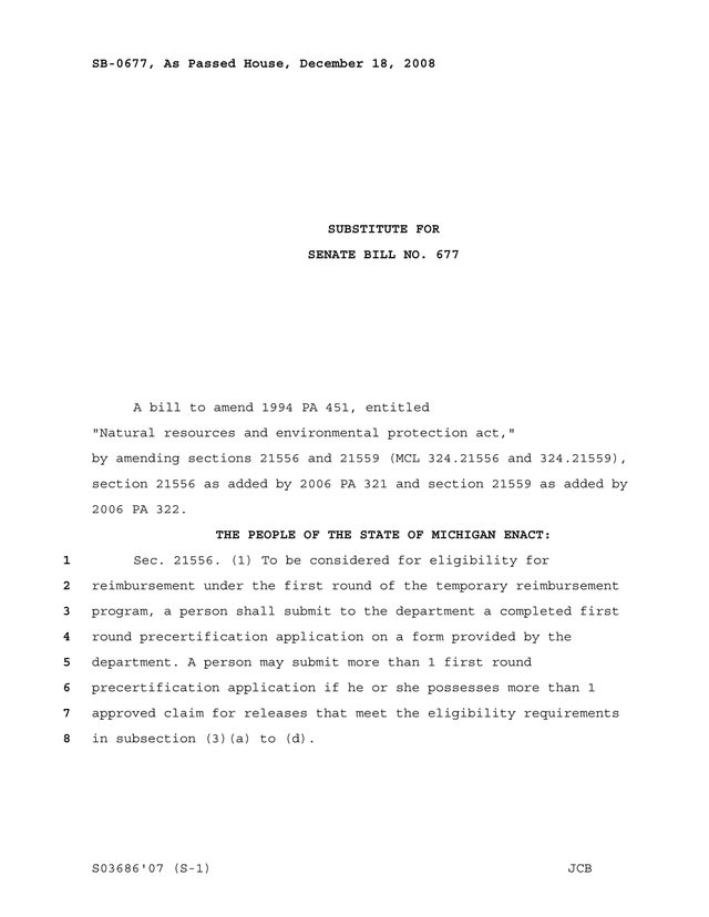 Senate Bill No. 677 (Substitute) screenshot