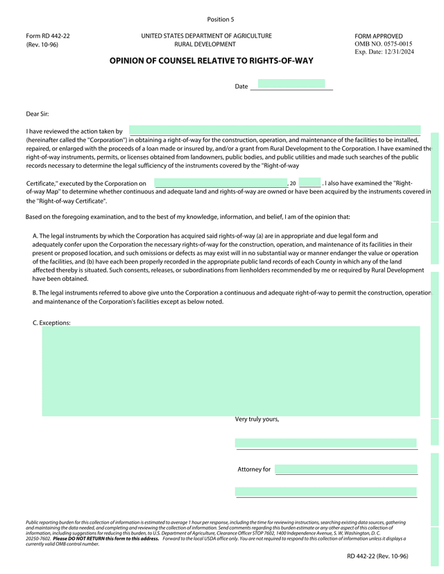 Opinion Of Counsel Relative To Rights Of Way screenshot