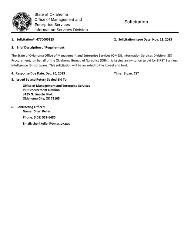 State Of Oklahoma Solicitation 4770000123 screenshot