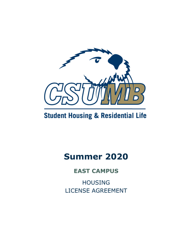 East Campus Housing License Agreement screenshot