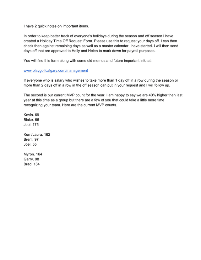 Holiday Time Off Request Form screenshot
