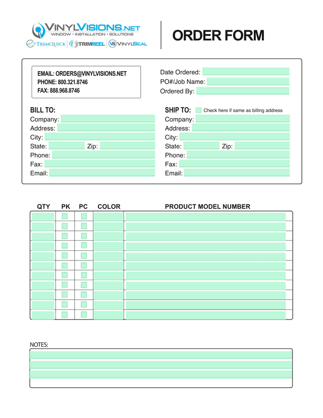 Order Form screenshot