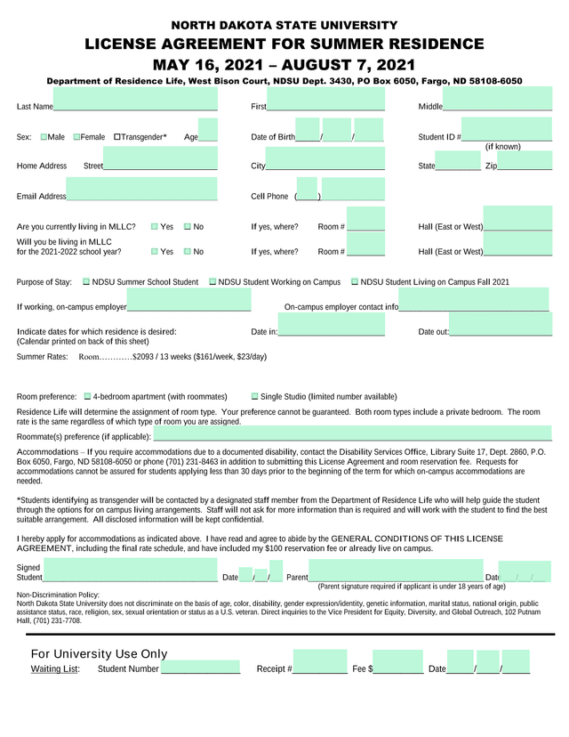 License Agreement For Summer Residence screenshot