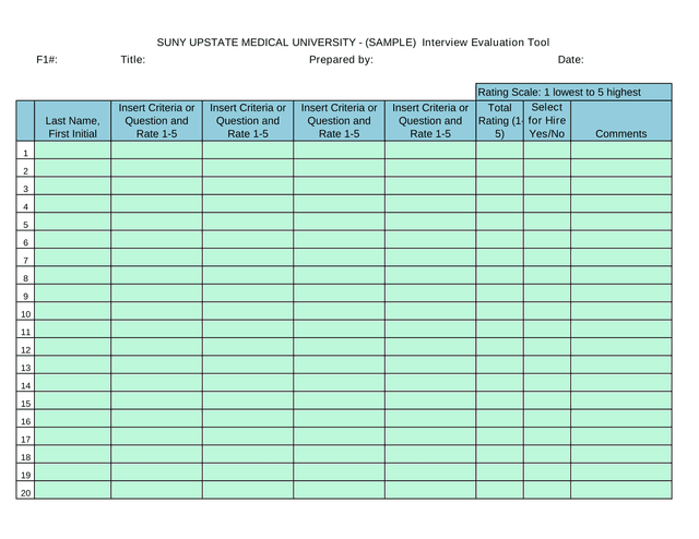 SUNY UPSTATE MEDICAL UNIVERSITY   Interview Evaluation Tool screenshot