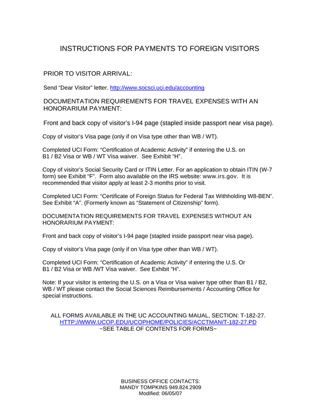 Instructions For Payments To Foreign Visitors screenshot