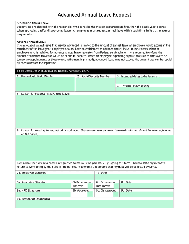 Advanced Annual Leave Request screenshot