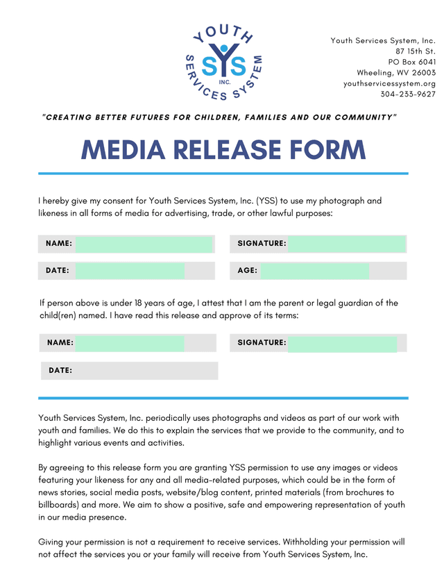 Media Release Form screenshot