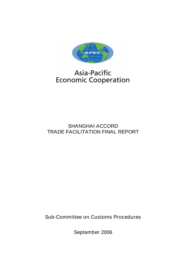 Shanghai Accord Trade Facilitation Final Report screenshot