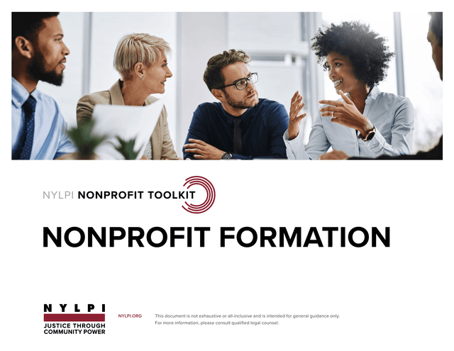 NYLPI Nonprofit Toolkit Nonprofit Formation screenshot