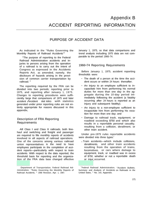 Appendix B Accident Reporting Information screenshot