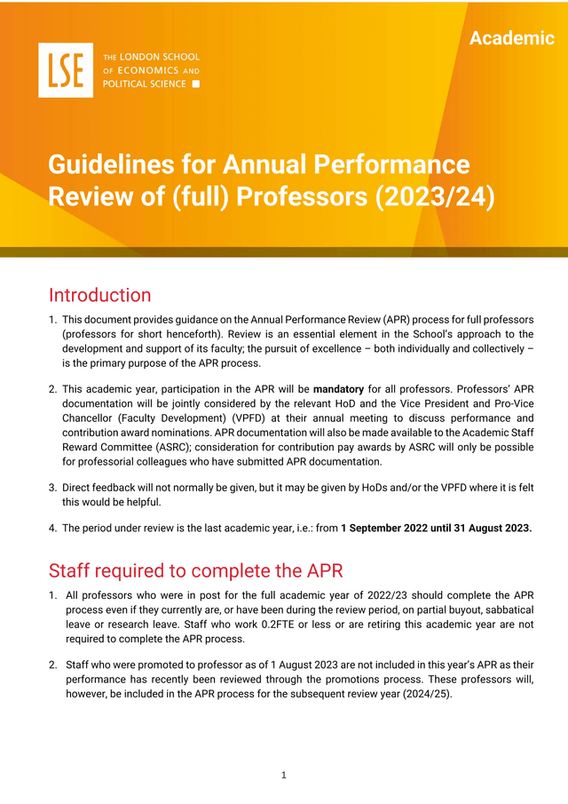 Guidelines For Annual Performance Review Of (Full) Professors (202324) screenshot