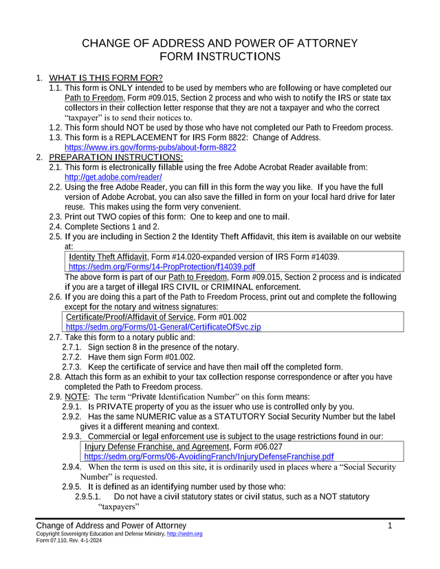 Change Of Address And Power Of Attorney screenshot