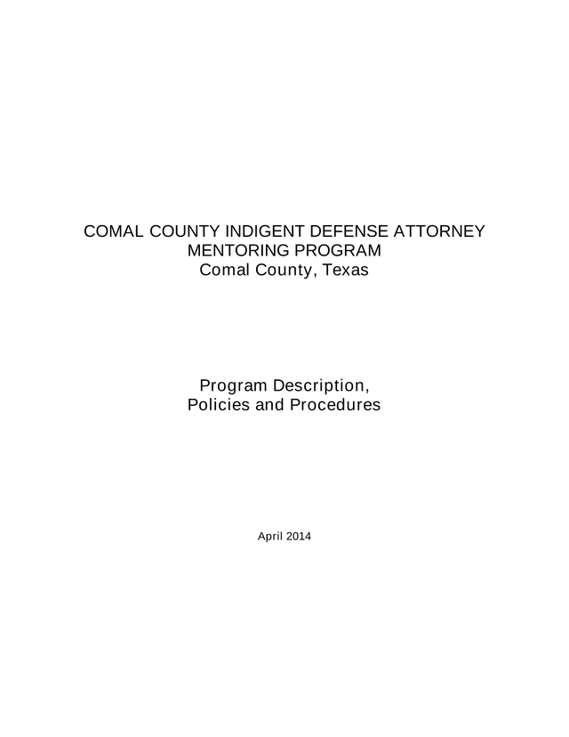 Comal County Indigent Defense Attorney Mentoring Program screenshot
