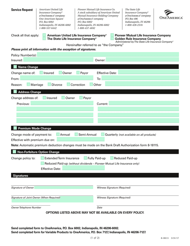 Service Request screenshot