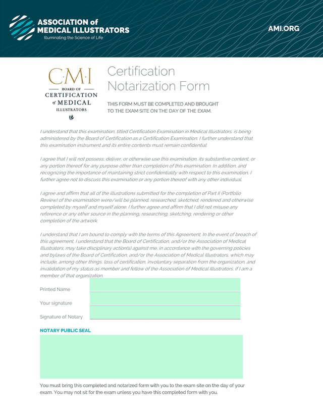 Certification Notarization Form screenshot