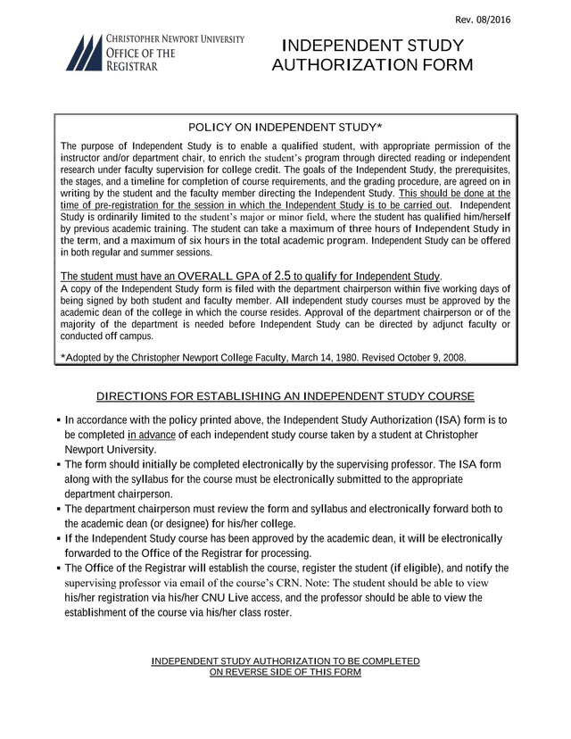Policy On Independent Study screenshot
