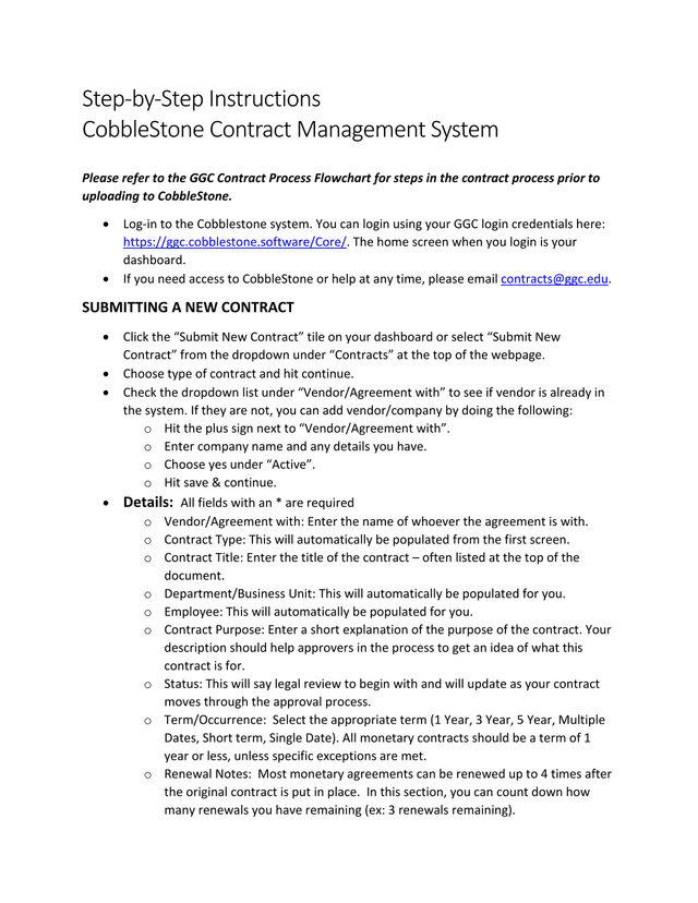 CobbleStone Contract Management System screenshot