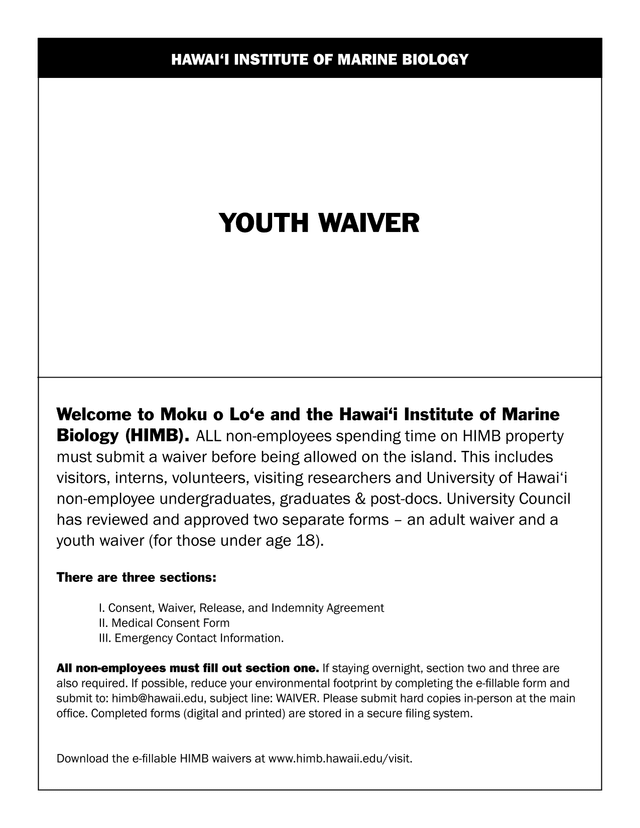 HAWAII INSTITUTE OF MARINE BIOLOGY YOUTH WAIVER screenshot