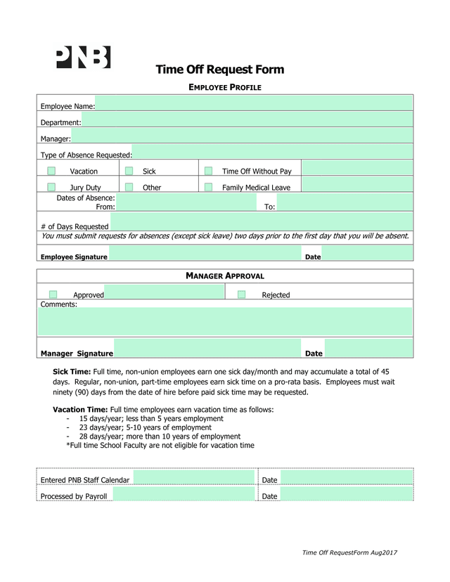 Time Off Request Form Aug2017 screenshot
