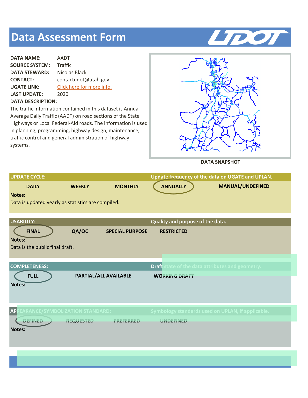 Data Assessment Form screenshot