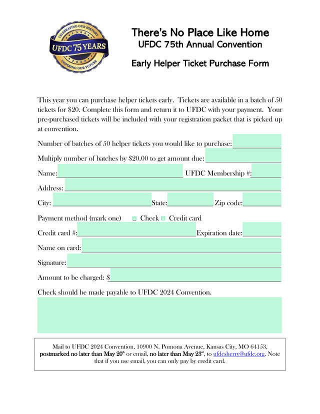 Early Helper Ticket Purchase Form screenshot
