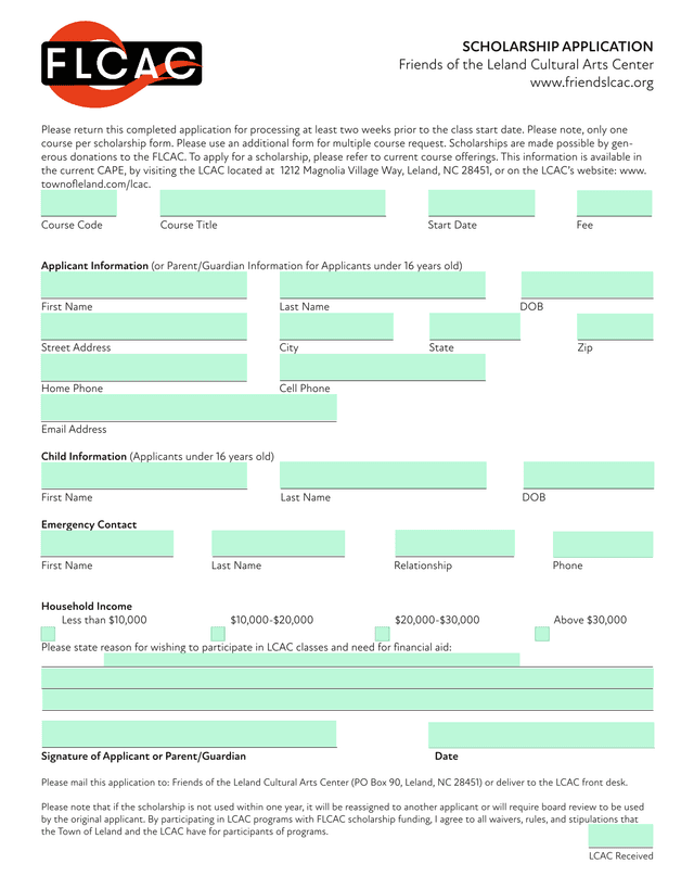 Scholarship Application screenshot