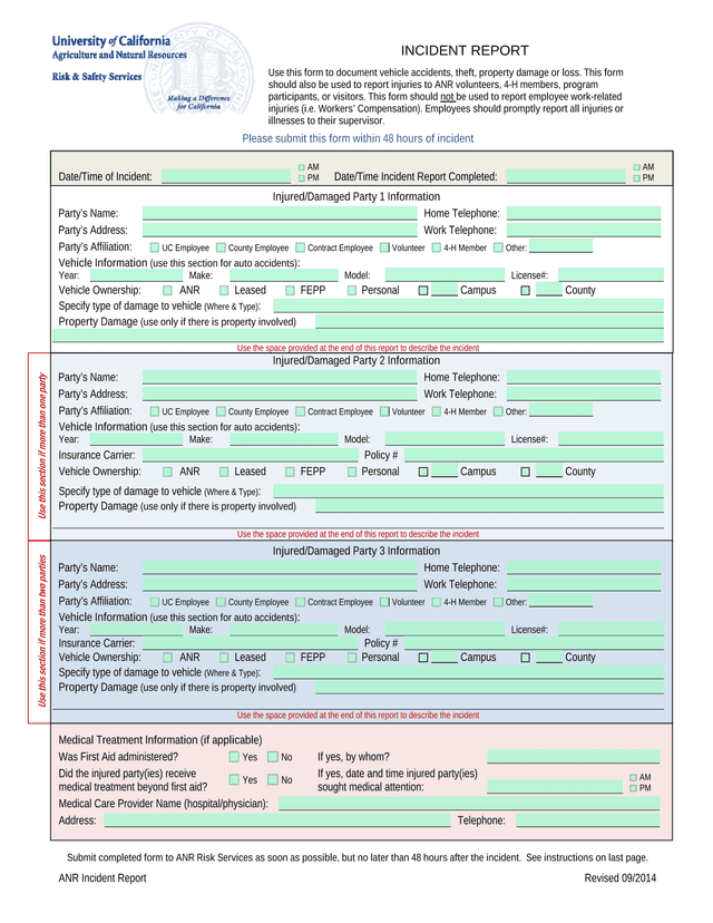 ANR Incident Report screenshot