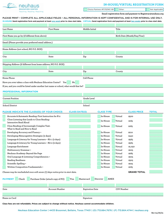 IN HOUSEVIRTUAL REGISTRATION FORM screenshot
