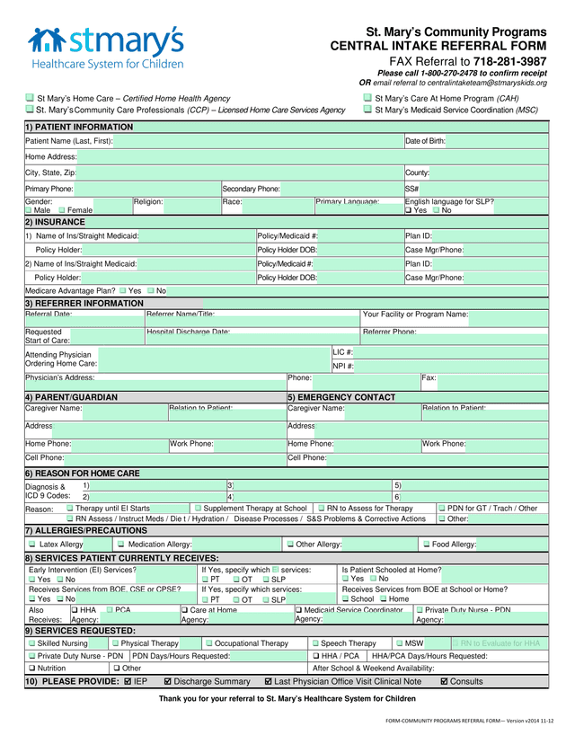 FORM COMMUNITY PROGRAMS REFERRAL FORM screenshot