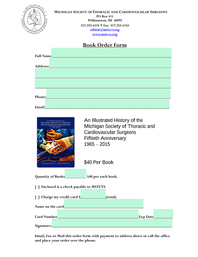 Book Order Form screenshot