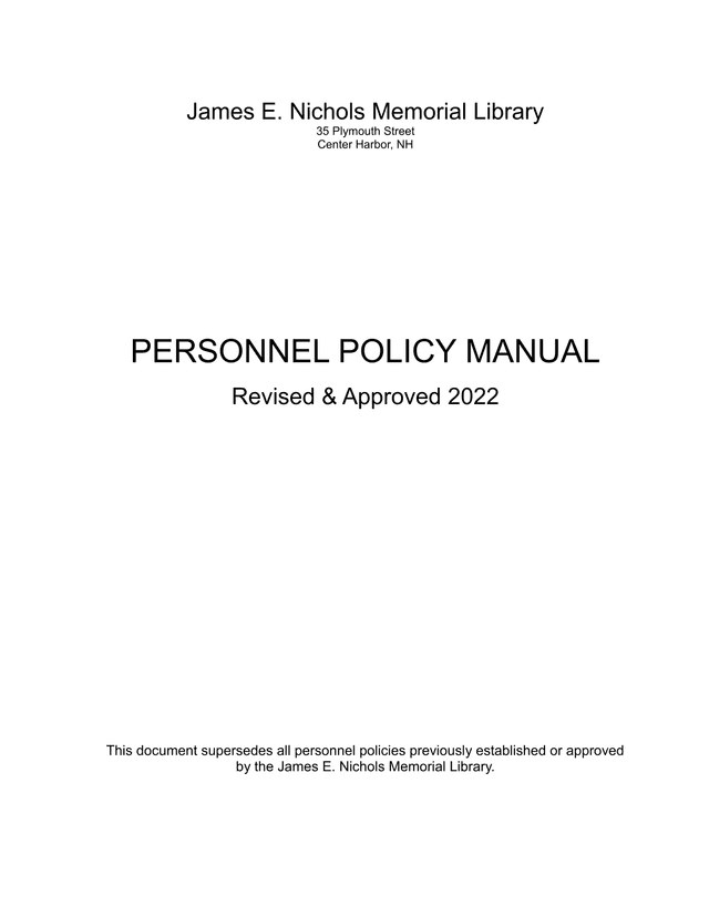 PERSONNEL POLICY MANUAL screenshot