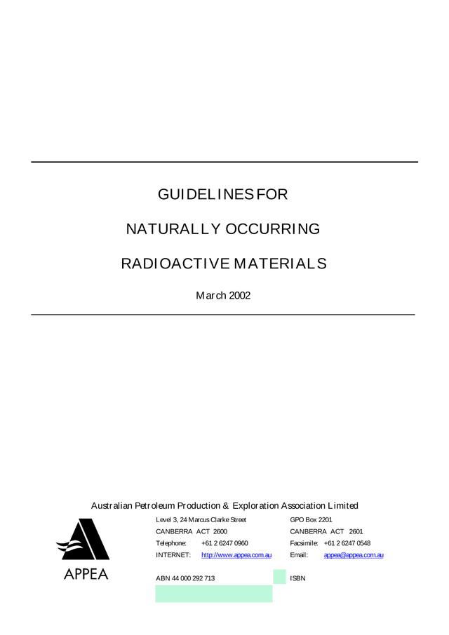 Guidelines For Naturally Occurring Radioactive Materials screenshot