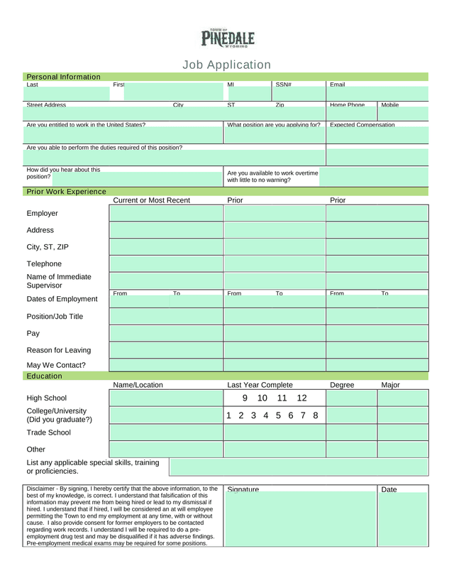 Job Application screenshot