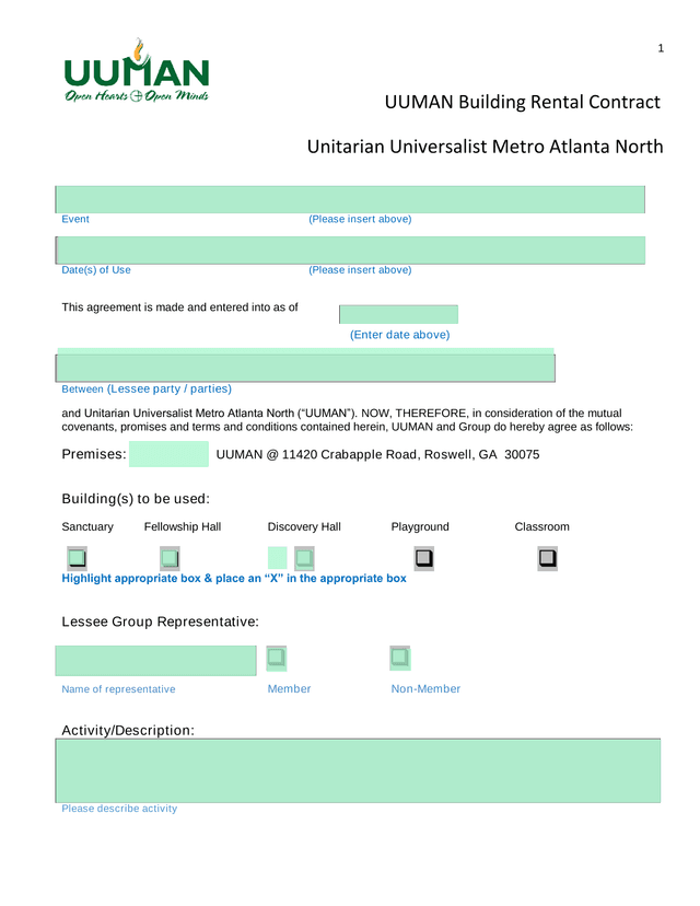 UUMAN Building Rental Contract screenshot