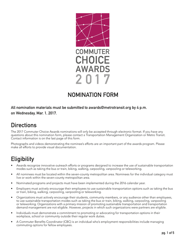 Nomination Form screenshot