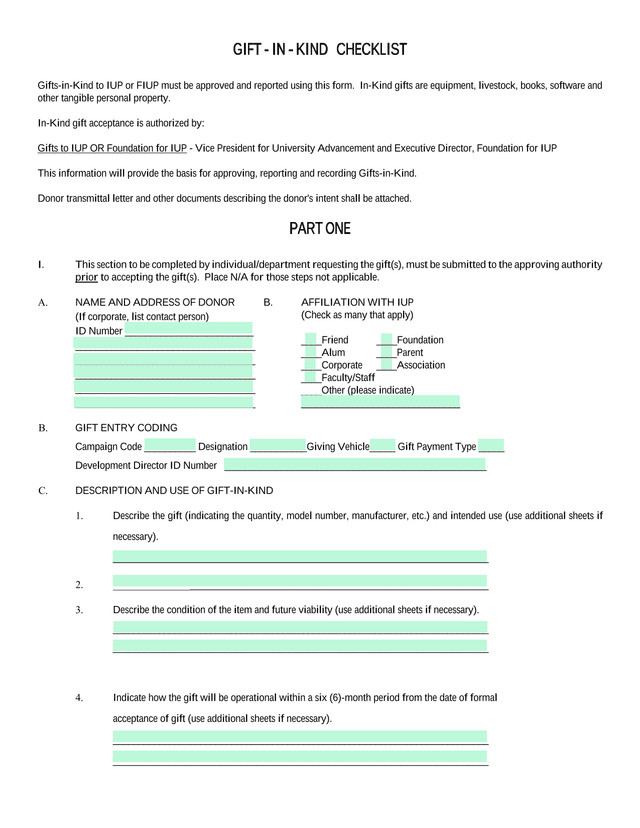 GIFT   IN   KIND CHECKLIST screenshot