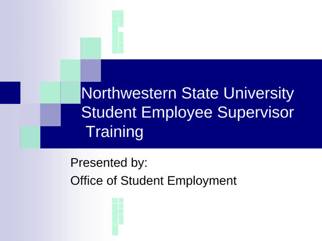 Northwestern State University Student Employee Supervisor Training screenshot