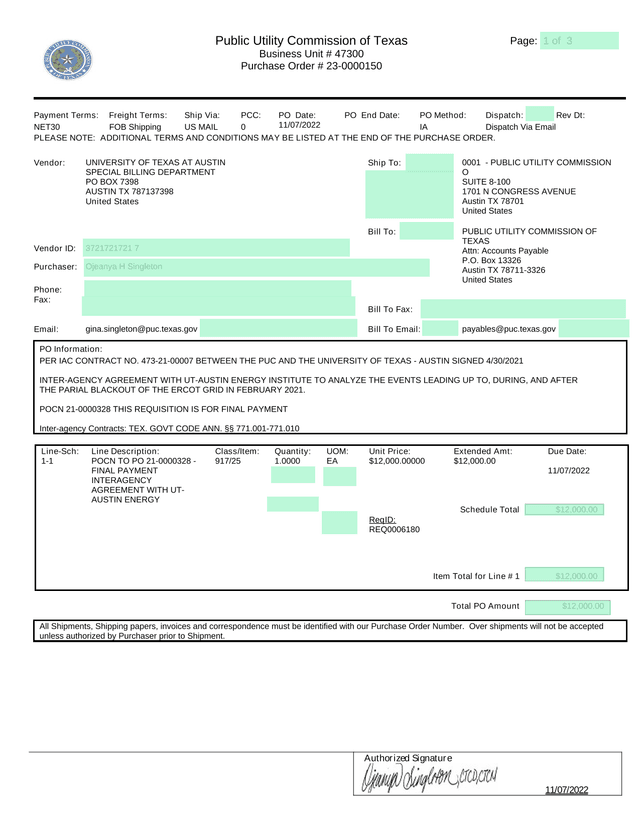 Purchase Order  23 0000150 screenshot